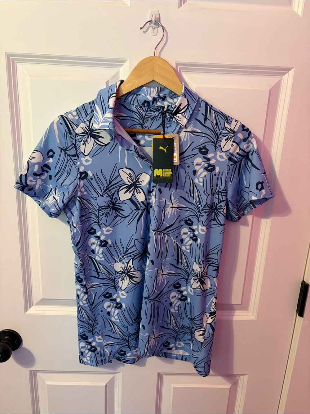 Puma Women's golf polo NWT in blue floral print